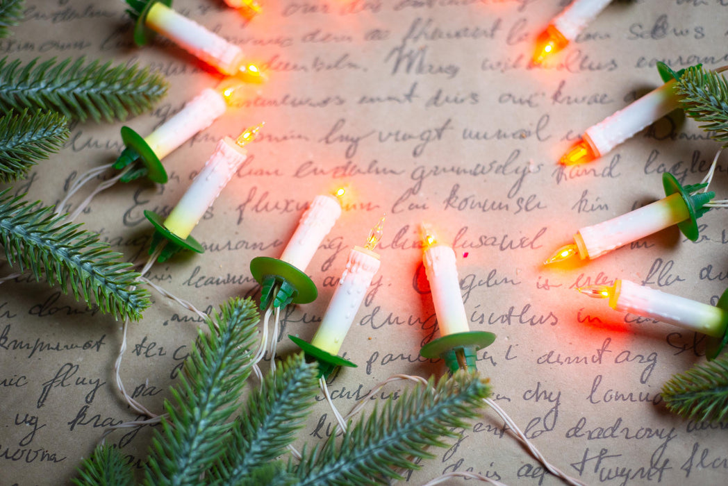 Vintage Clip On Candle Tree Lights, Retro Christmas Garland, Working Long String Lights