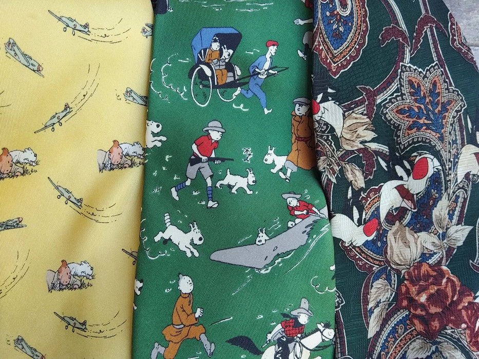 Vintage Cartoon Necktie Collection, 90s Novelty Silk Tie, Geek Chic Mens Fashion