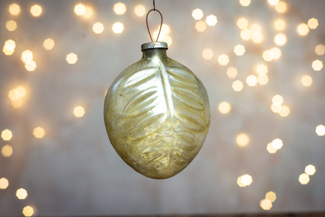 Large Vintage Glass Leaf Ornaments, Retro European