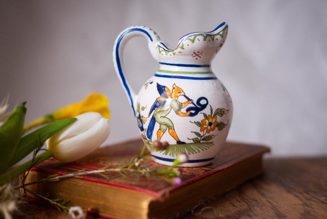 Italian Deruta Mini Pitcher – Hand Painted Mythical Motif