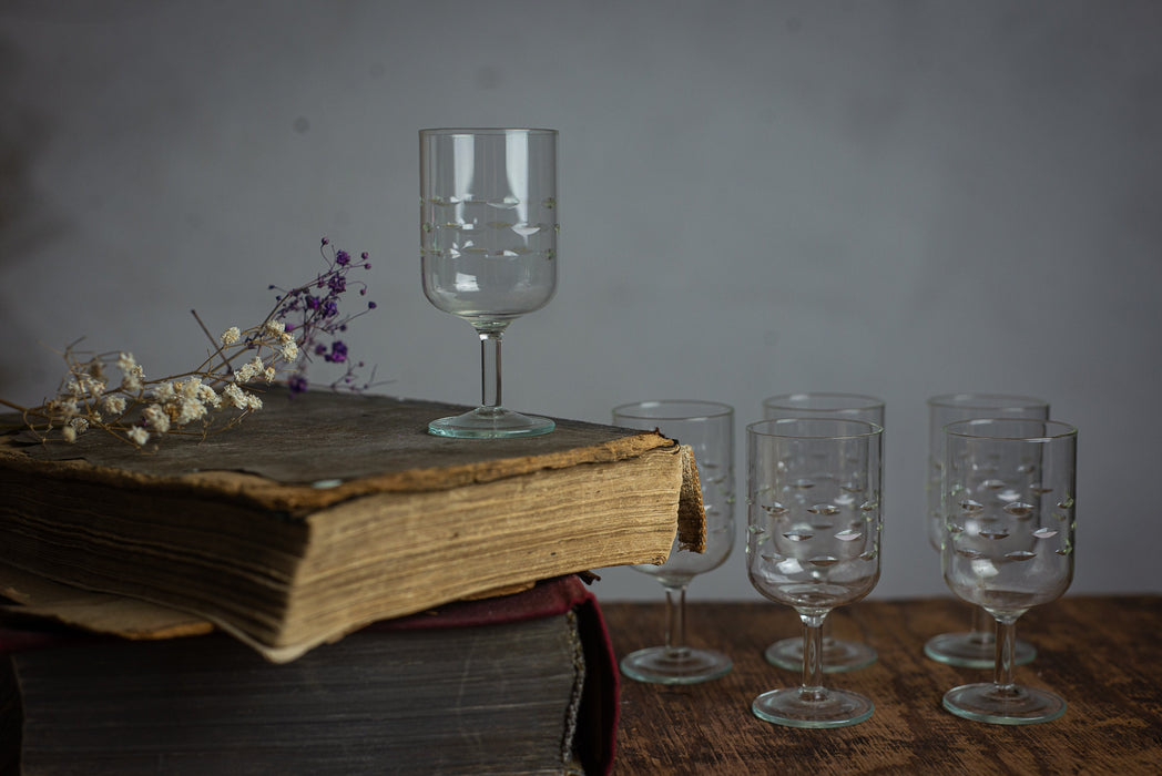 Vintage Czech Engraved Shot Glasses – Set of 6