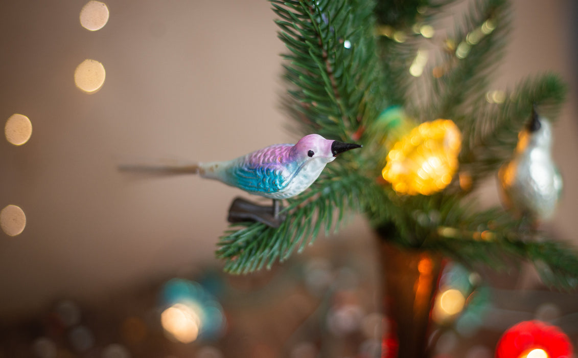 Vintage Glass Bird Clip On Christmas Ornament