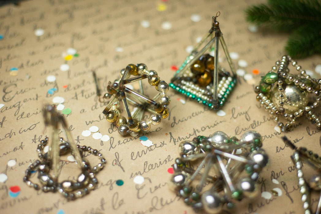 Vintage Sputnik Glass Ornaments – Set of 8