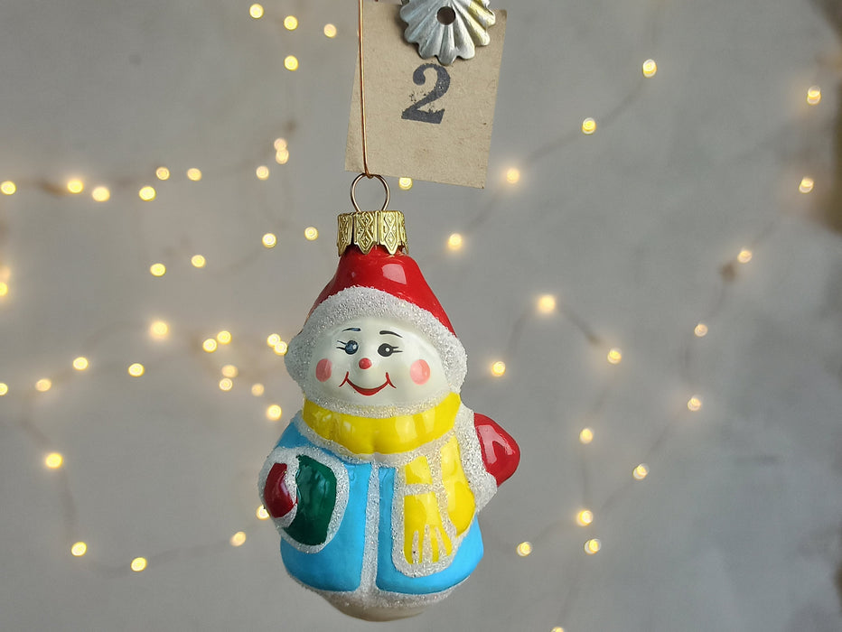 Hand-Blown Glass Snowmen Ornaments, Colorful Christmas