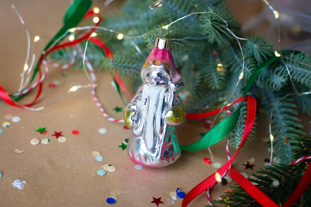 Vintage Creepy Santa Ornament, Folk Art Christmas Tree