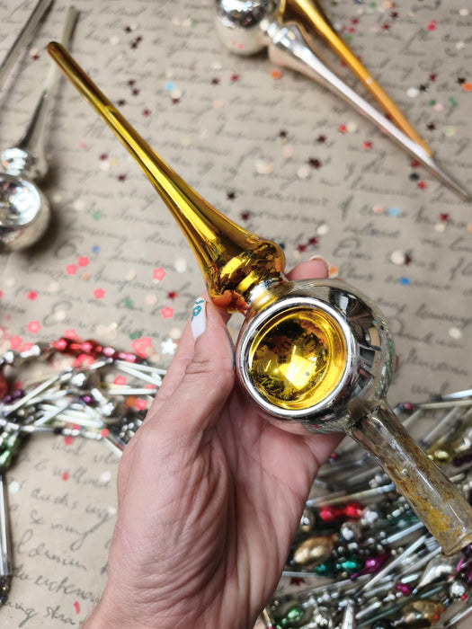 Vintage Gold or Silver Glass Reflector Tree Topper – 1960s