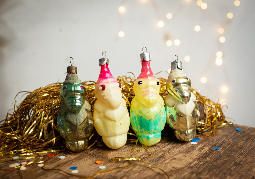 Vintage Gena Crocodile Glass Christmas Ornament - 1950s