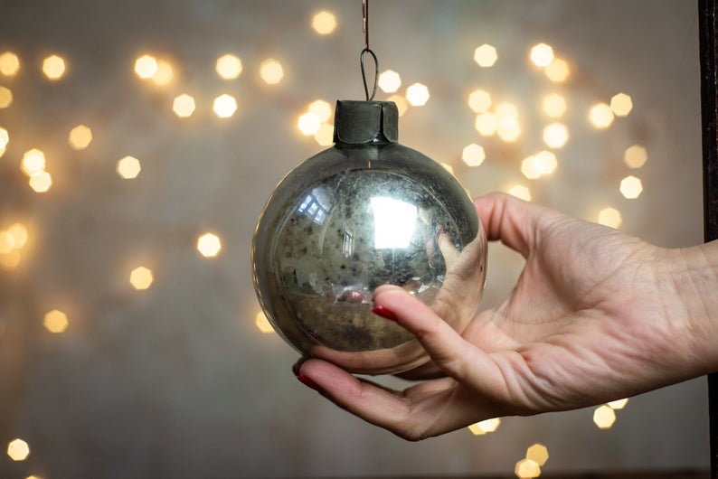 Vintage Silver Glass Ornament, Old World Christmas