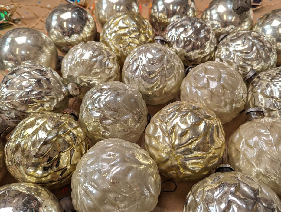 Artichoke Large silver vintage glass Christmas ornaments