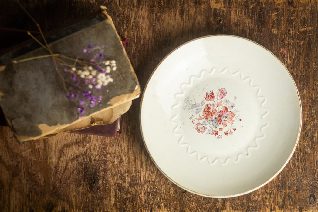 Vintage Ceramic Plate - Large Porcelain Serving Plate With Floral Design