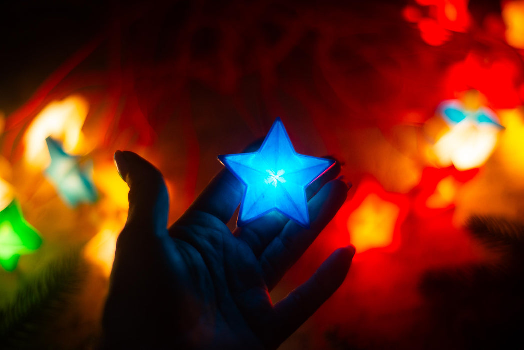 Vintage Star Christmas Lights, Retro Christmas Tree Garland, Working Christmas String Lights