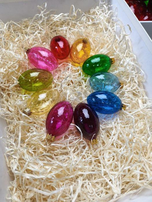 Glass Easter Egg Ornaments Set, Hanging Easter Tree Decor, Spring Glass Eggs