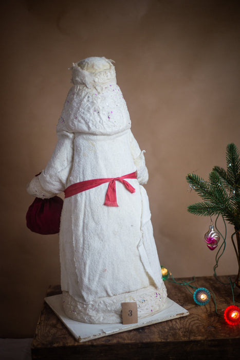 21" Spun cotton vintage Santa Claus figurine in a white coat