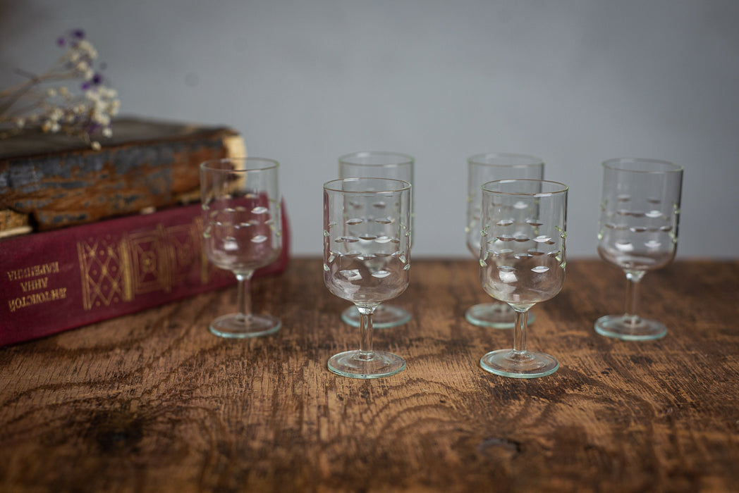 Vintage Czech Engraved Shot Glasses – Set of 6