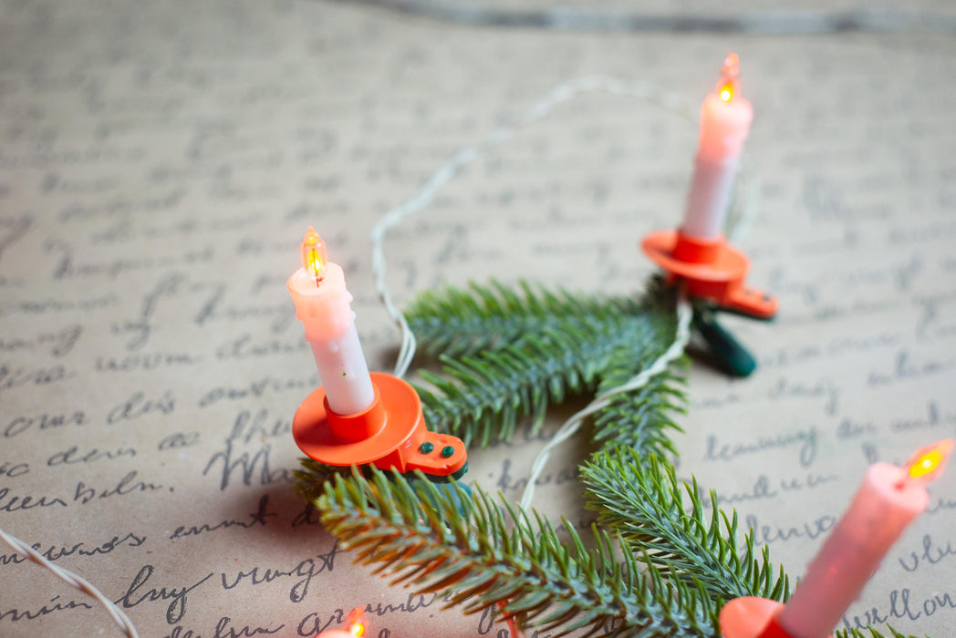Vintage Clip On Candle Christmas Garland, Retro Tree Lights, Working Holiday String
