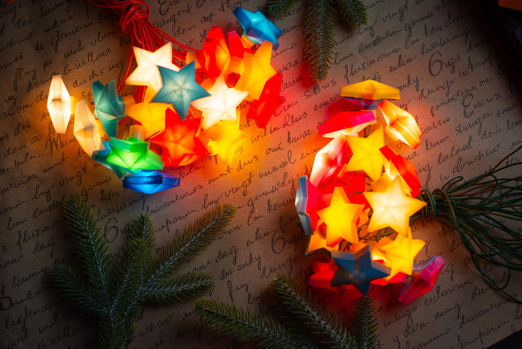 Vintage Star Christmas Lights, Retro Christmas Tree Garland, Working Christmas String Lights