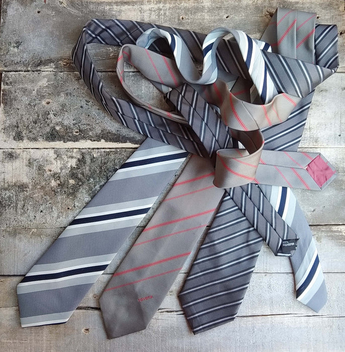 Vintage Striped Tie – Men's Necktie | Formal Suit Tie | Gray Necktie | 90s Men's Fashion
