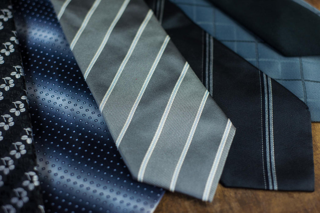 Vintage Designer Silk Neckties, Black Gray Silver Tie Collection, Formal Menswear