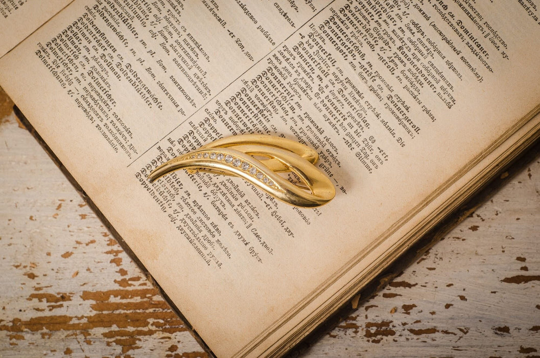 Vintage heart shaped brooch, Gold-tone collar pin, Rhinestone brooch, Retro statement brooch, Antique shawl pins,