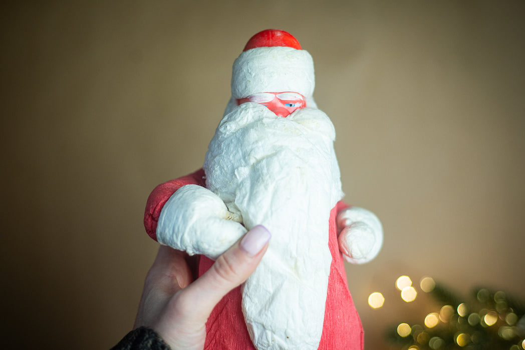 Vintage Ded Moroz Santa Figurine, 1970s Soviet Spun