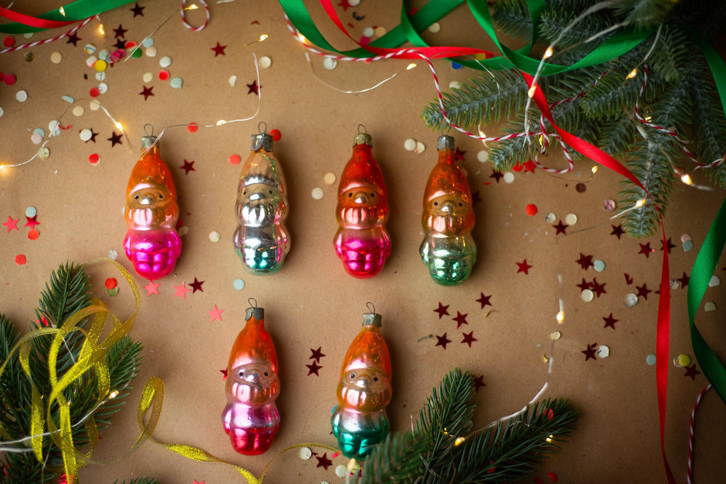 Vintage Glass Gnome Ornament, 1960s Elfin Garden Pixie