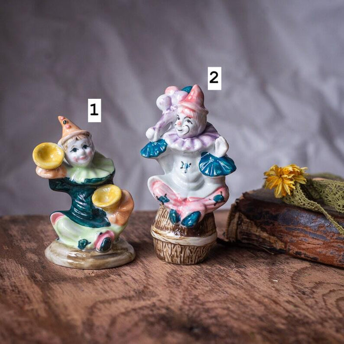 Vintage Porcelain Clown Figurine, German Barrel Italian Harlequin