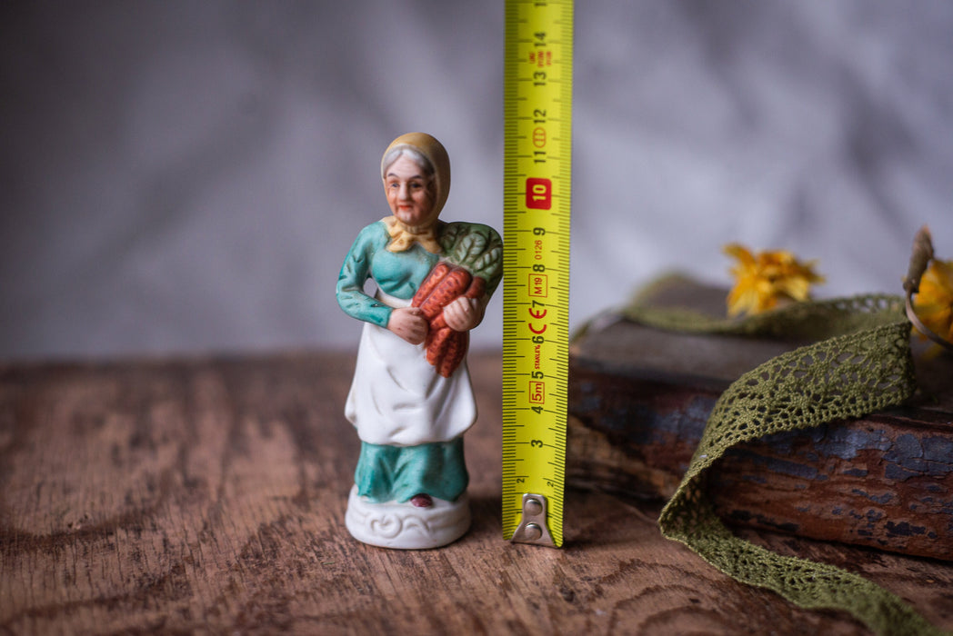 Vintage Granny Figurine Belgian Bisque Porcelain Harvest Ornament