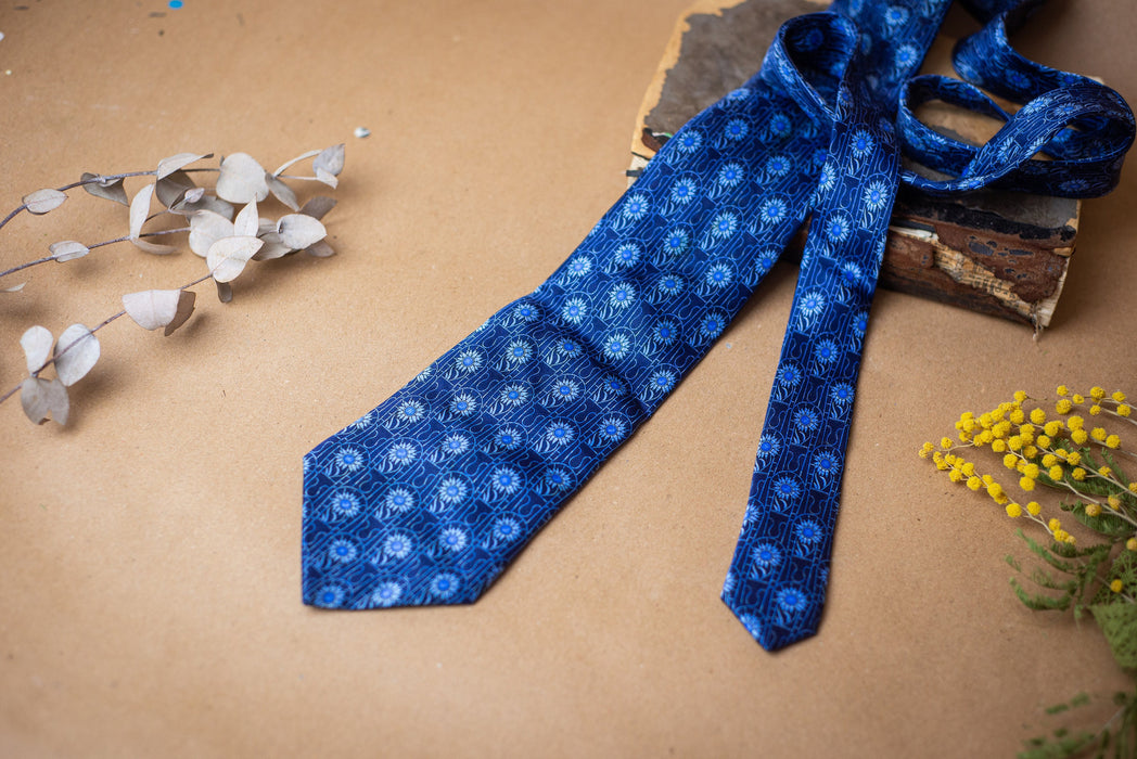 Vintage Lanvin Silk Tie, Blue Designer Necktie for Wedding Gift