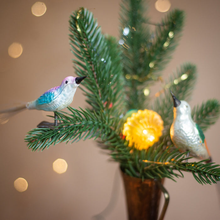 Vintage Glass Bird Clip On Christmas Ornament