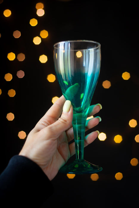 Vintage Green Champagne Flutes – Set of 2
