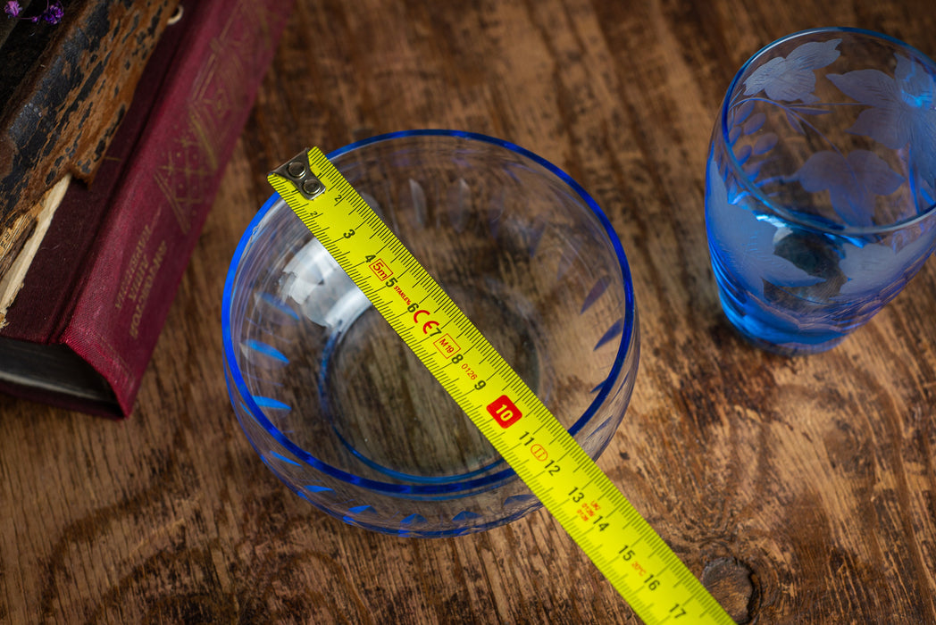 Vintage Blue Glass Serving Bowls – 1980s Set