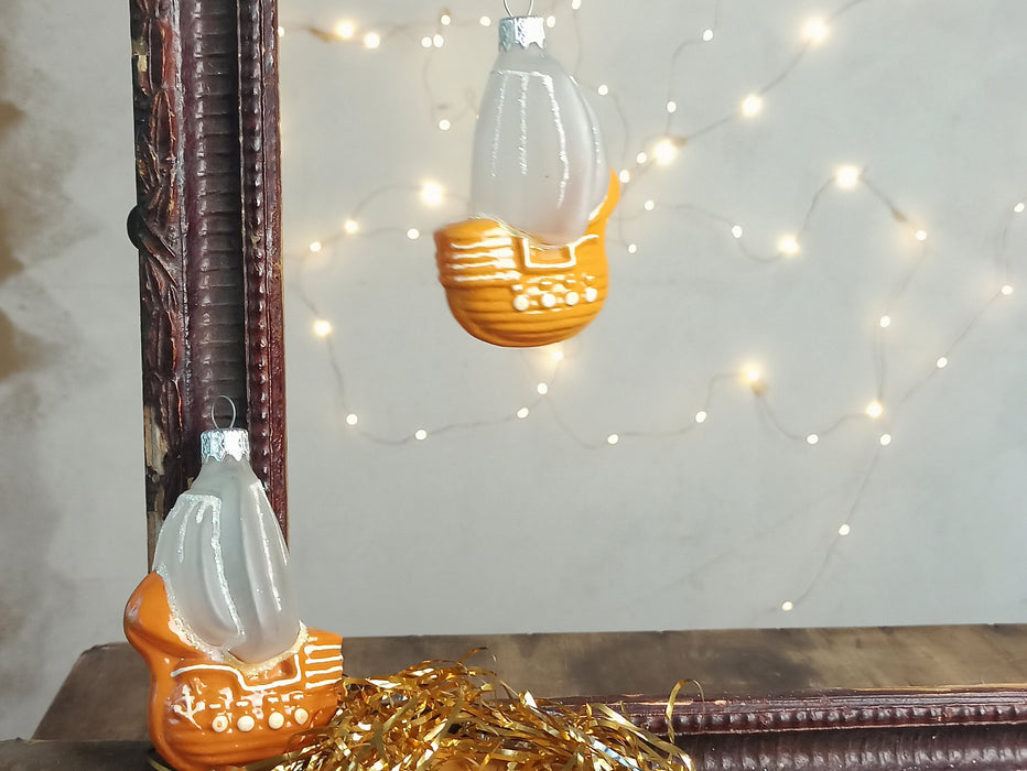 Glass Ship Christmas Ornament with Frosted Sails