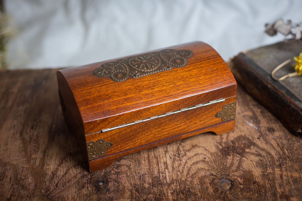 Vintage Wooden Jewelry Box, 1970s Ukrainian Mosaic Box