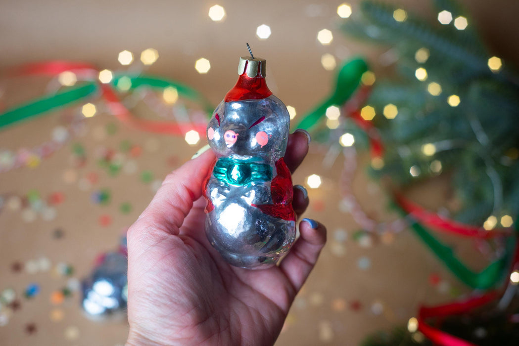 Vintage Glass Pig Ornament, 1970s Three Little Pigs Fairy