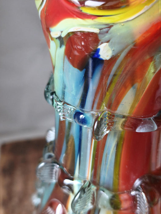 Murano Style Glass Vase, Hand Blown Colorful Mid Century Art Vase Decor