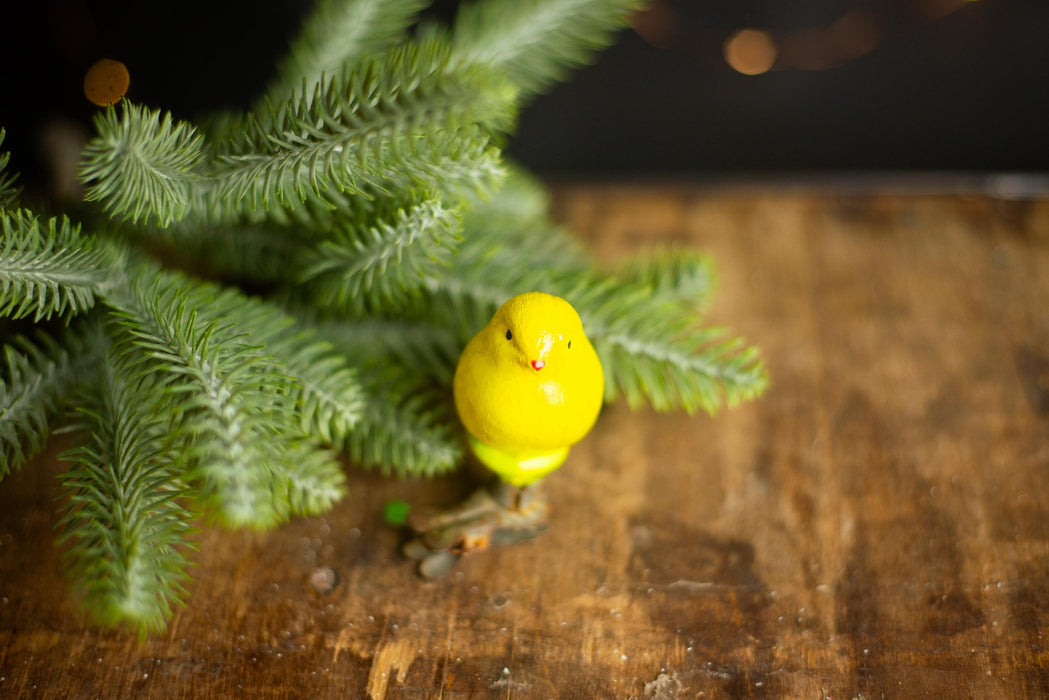 Vintage Yellow Bird Ornament, Restored Glass Xmas