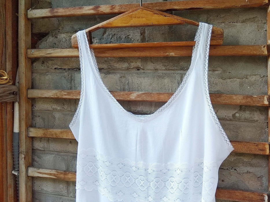 Vintage Slip Dress - Sheer Jersey Lace Nightgown | Romantic Boudoir Underwear