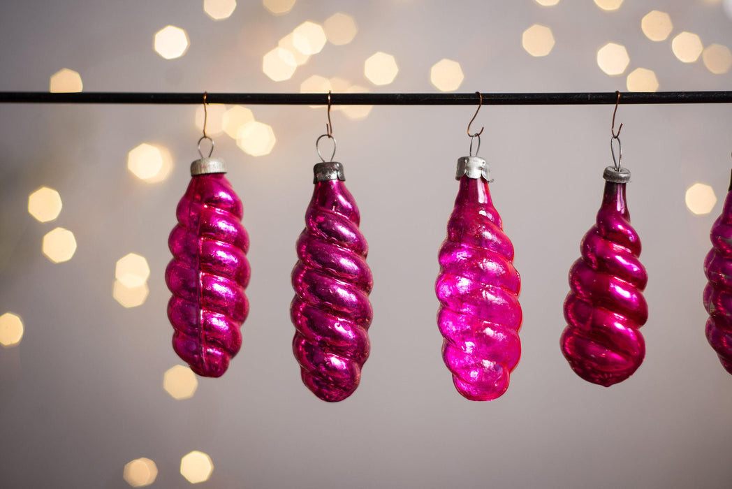 Vintage Christmas Ornaments Set – Pink Soviet Glass Icicles