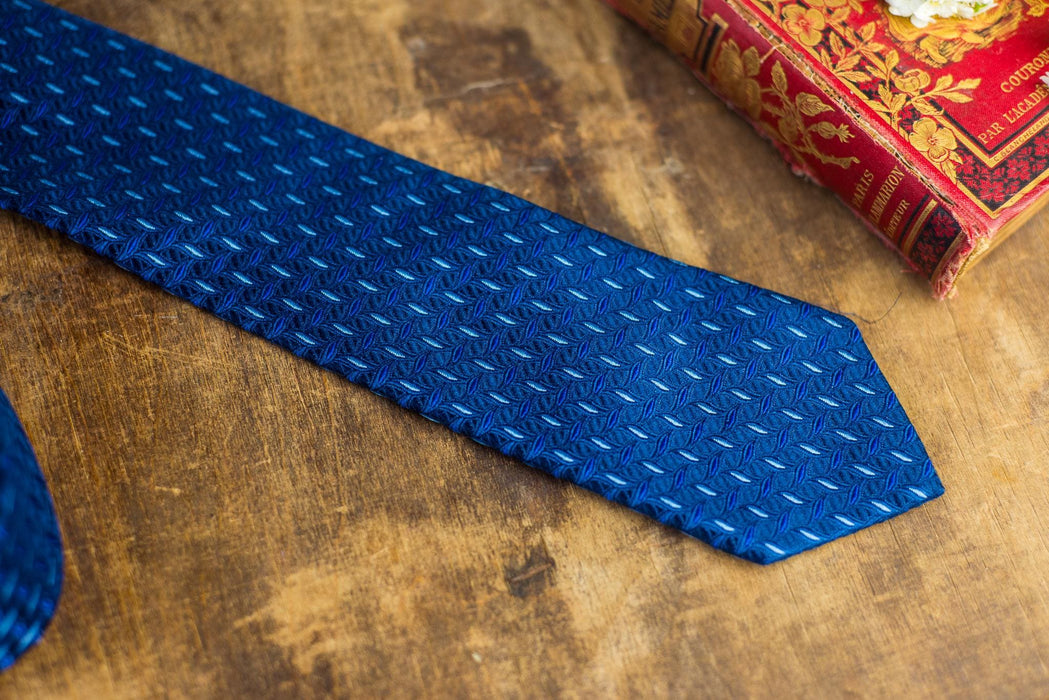Vintage Blue Silk Neckties, Designer Wedding Tie Collection, Italian Formal Menswear
