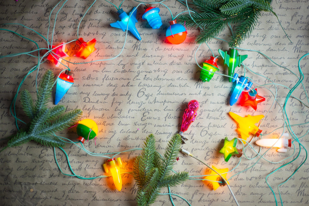 Vintage Space Christmas Lights, Rocket Tree Garland, Working Retro Christmas String Lights