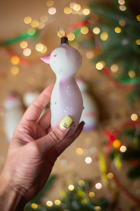 Royal penguin vintage glass ornament, Christmas tree