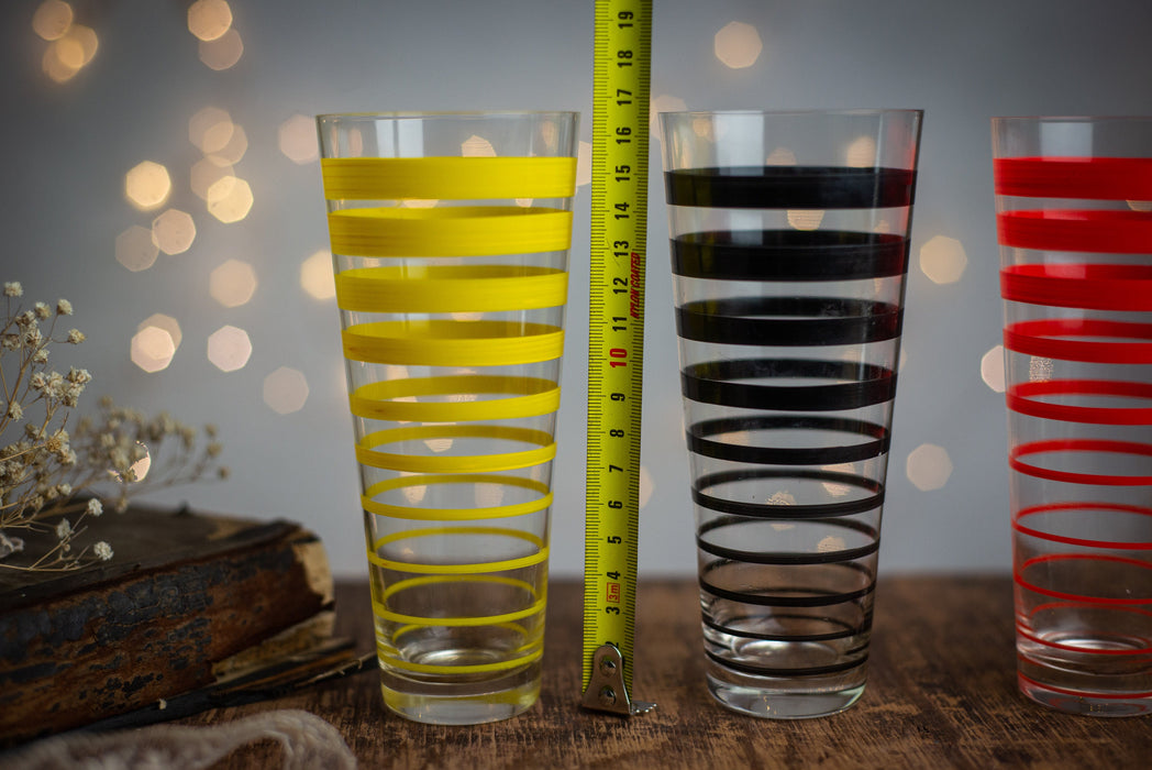 1980s Striped Drinking Glass – Yellow or Black