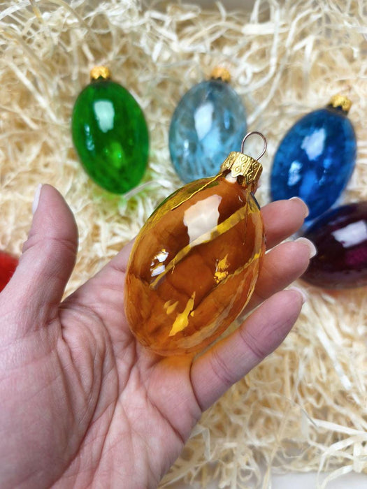 Glass Easter Egg Ornaments Set, Hanging Easter Tree Decor, Spring Glass Eggs