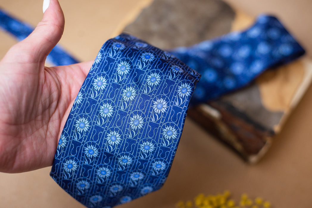 Vintage Lanvin Silk Tie, Blue Designer Necktie for Wedding Gift
