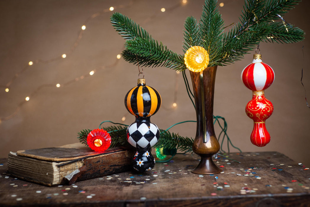 Hand-Painted Circus Harlequin Christmas Glass Ornament