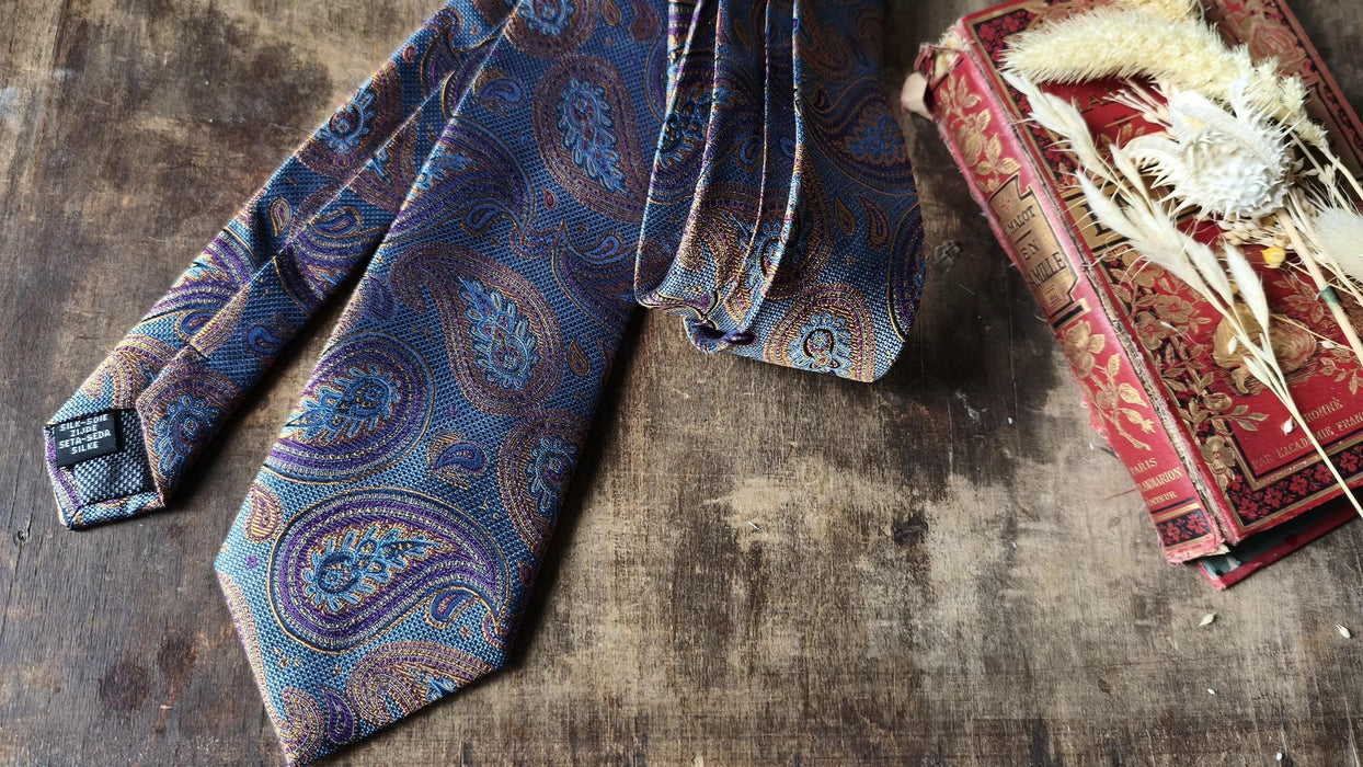 Vintage Silk Designer Ties Crochet & Biaggini, Paisley Geometric Neckties, Mens Formal Accessories