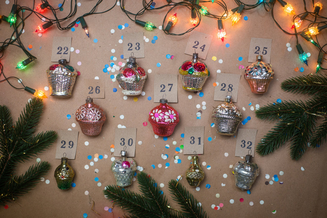 Flower basket vintage glass Christmas ornaments