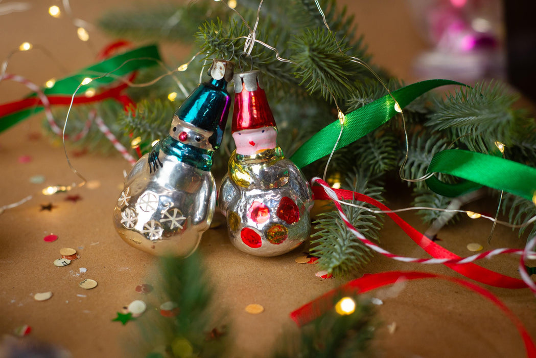 Vintage Glass Snowman Christmas Ornament