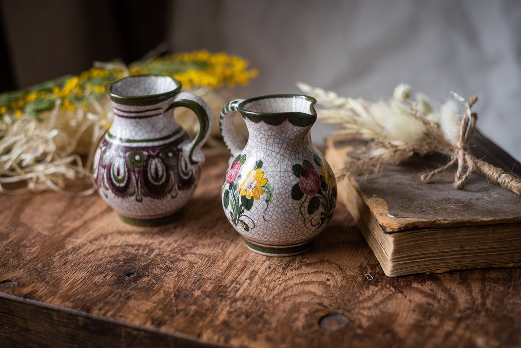 Vintage small ceramic milk pitcher, Germany flower ceramic creamer, milk jug, Spring Easter tableware, Mother's day gift