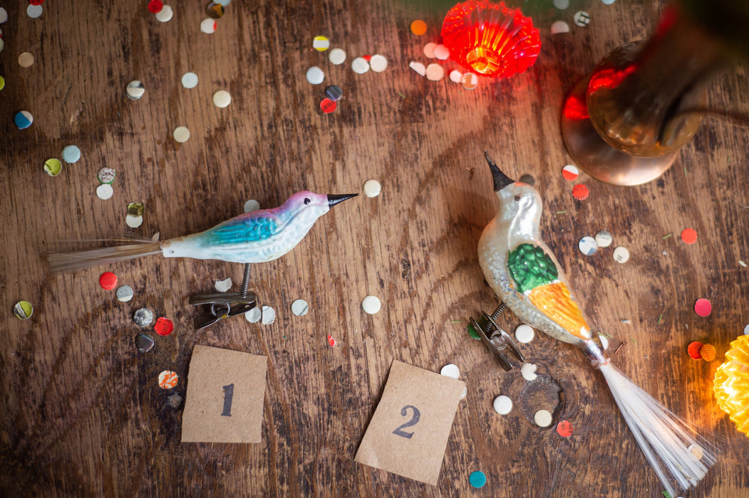 Vintage Glass Bird Clip On Christmas Ornament
